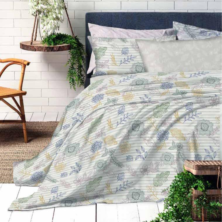 GD LOVES YOUR HOME Completo Letto Linea Fantasie Naturali – 60% Cotone Morbido e Traspirante – Lenzuolo Sopra, Lenzuolo con Angoli e Federe – Set 3 o 4 Pezzi (Singolo, Matrimoniale)