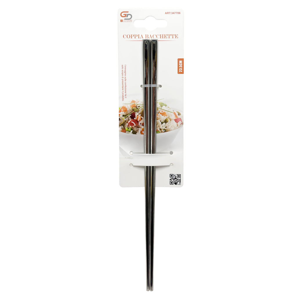 GD LA CUISINE Bacchette Cinesi Set da 5 Paia Plastica o Coppia Acciaio Inox 23,5–24 cm Resistenti e Antiscivolo, Ideali per Sushi, Noodles, Riso, Ristoranti e Uso Domestico