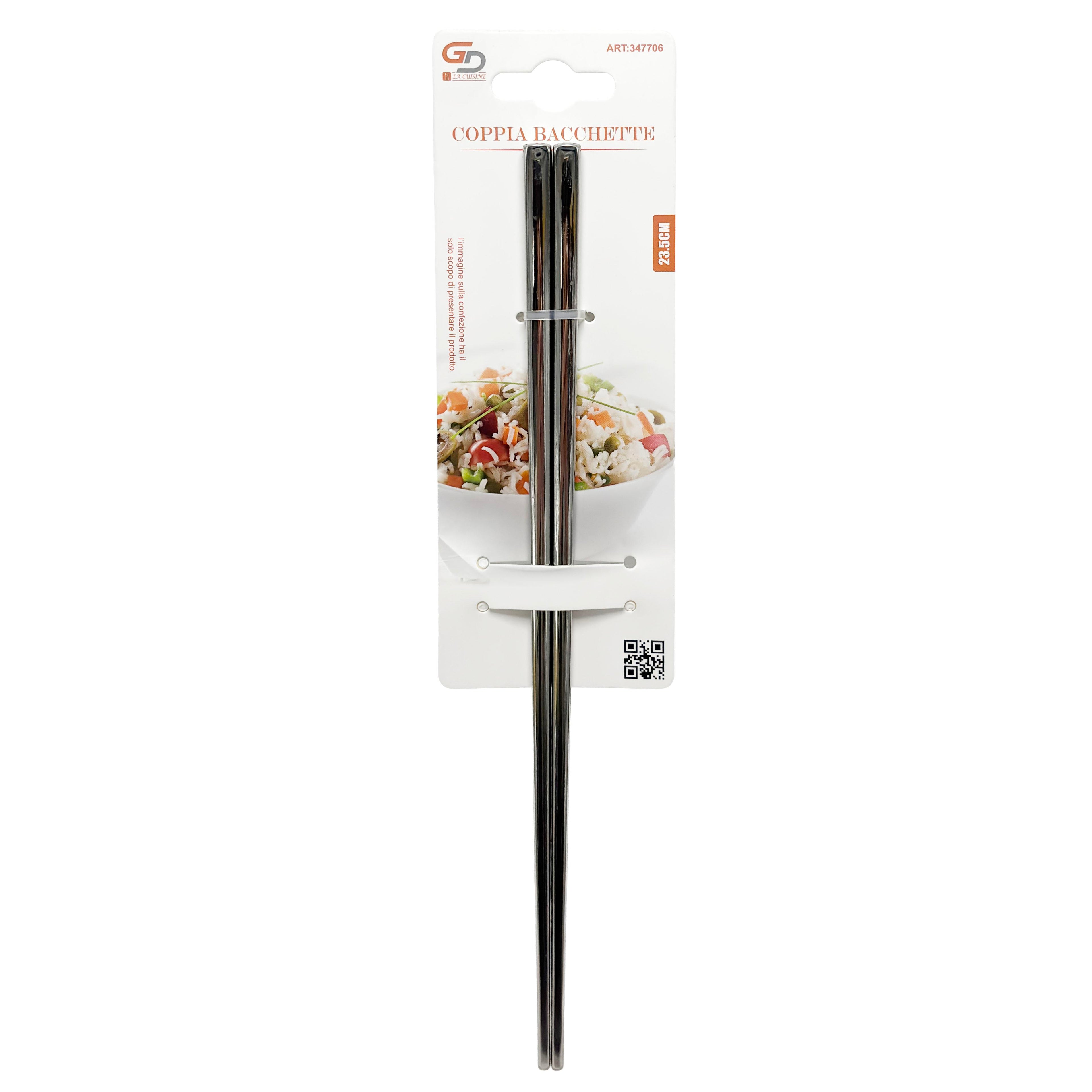 GD LA CUISINE Bacchette Cinesi Set da 5 Paia Plastica o Coppia Acciaio Inox 23,5–24 cm Resistenti e Antiscivolo, Ideali per Sushi, Noodles, Riso, Ristoranti e Uso Domestico