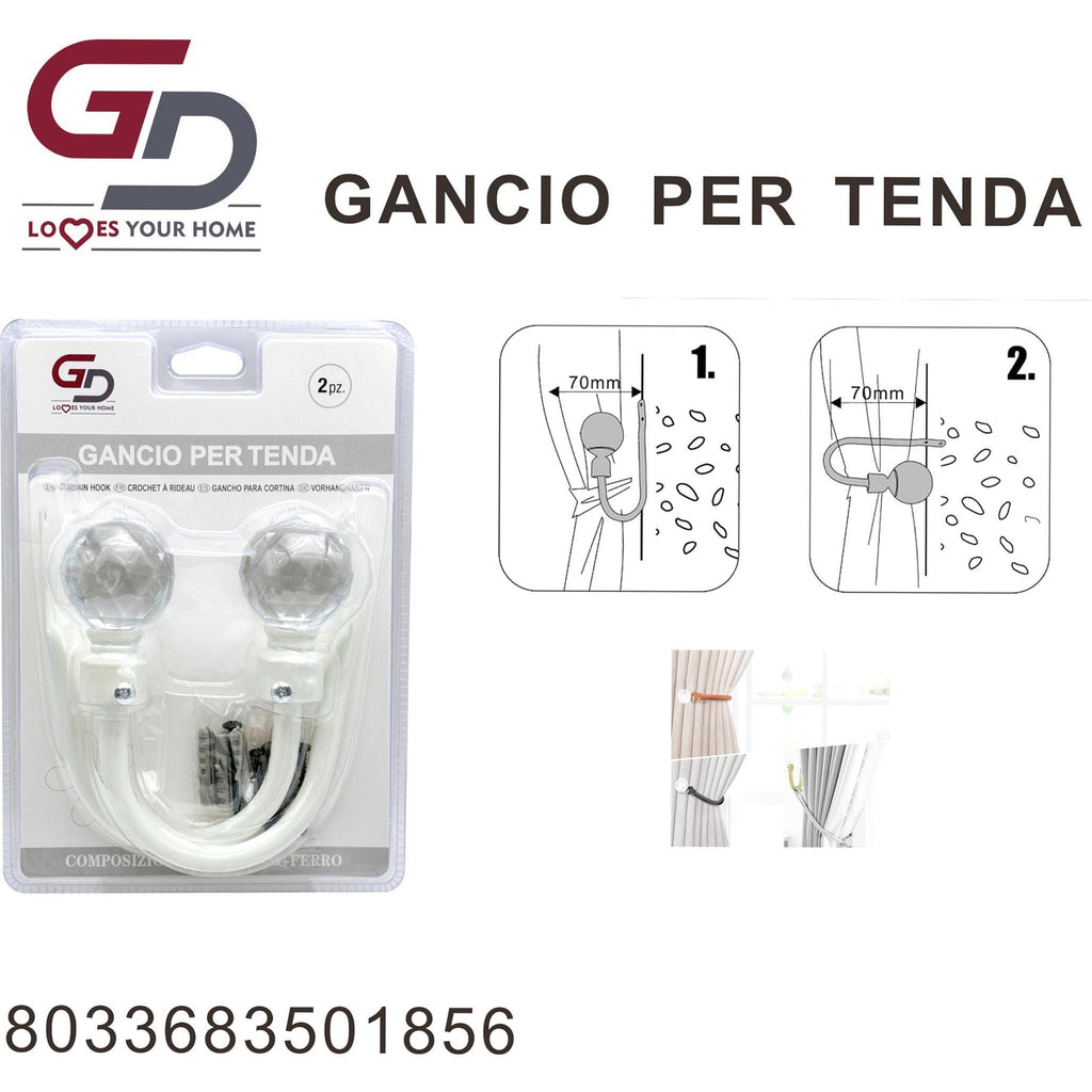 GD LOVES YOUR HOME Set 2 Ganci Decorativi per Tende - Ganci Metallici Premium per Tende, Doccia e Drappeggi - Antiruggine e Resistente