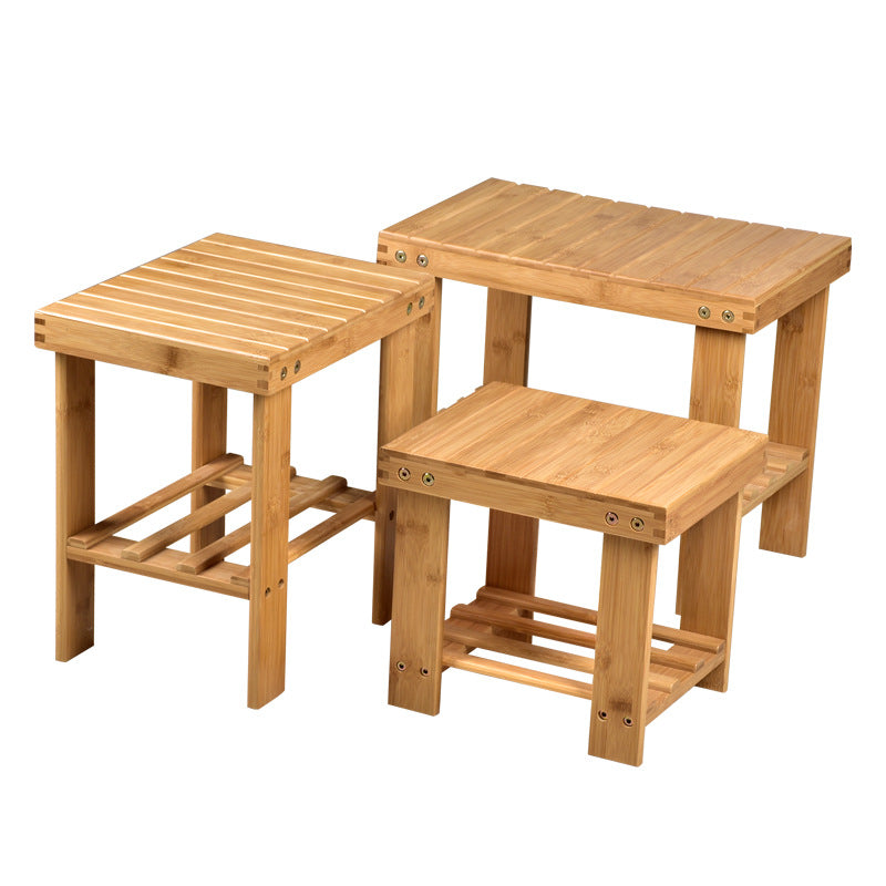 Sgabello Quadrato in Bambù Naturale | Seduta Compatta Multiuso per Casa