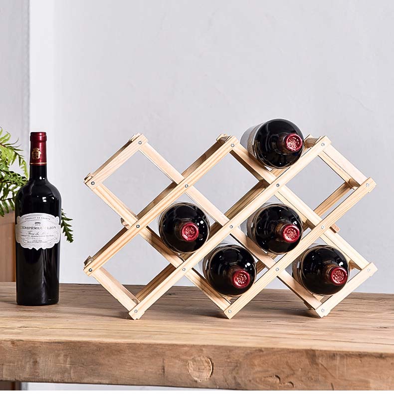 Portabottiglie in Legno Pieghevole Salvaspazio – Portavini 42×12×7 cm per Cucina, Casa, Cantina e Regalo