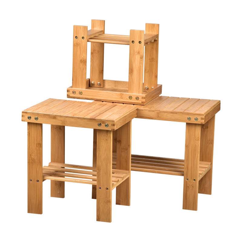 Sgabello Quadrato in Bambù Naturale | Seduta Compatta Multiuso per Casa