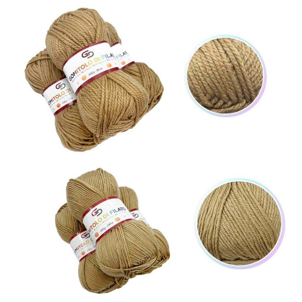 GD LOVES YOUR HOME Set 3 Gomitoli Filato Acrilico a 4 Capi Toni Neutri | Sottile 180m o Grosso 83m, Morbido e Resistente per Maglia e Uncinetto