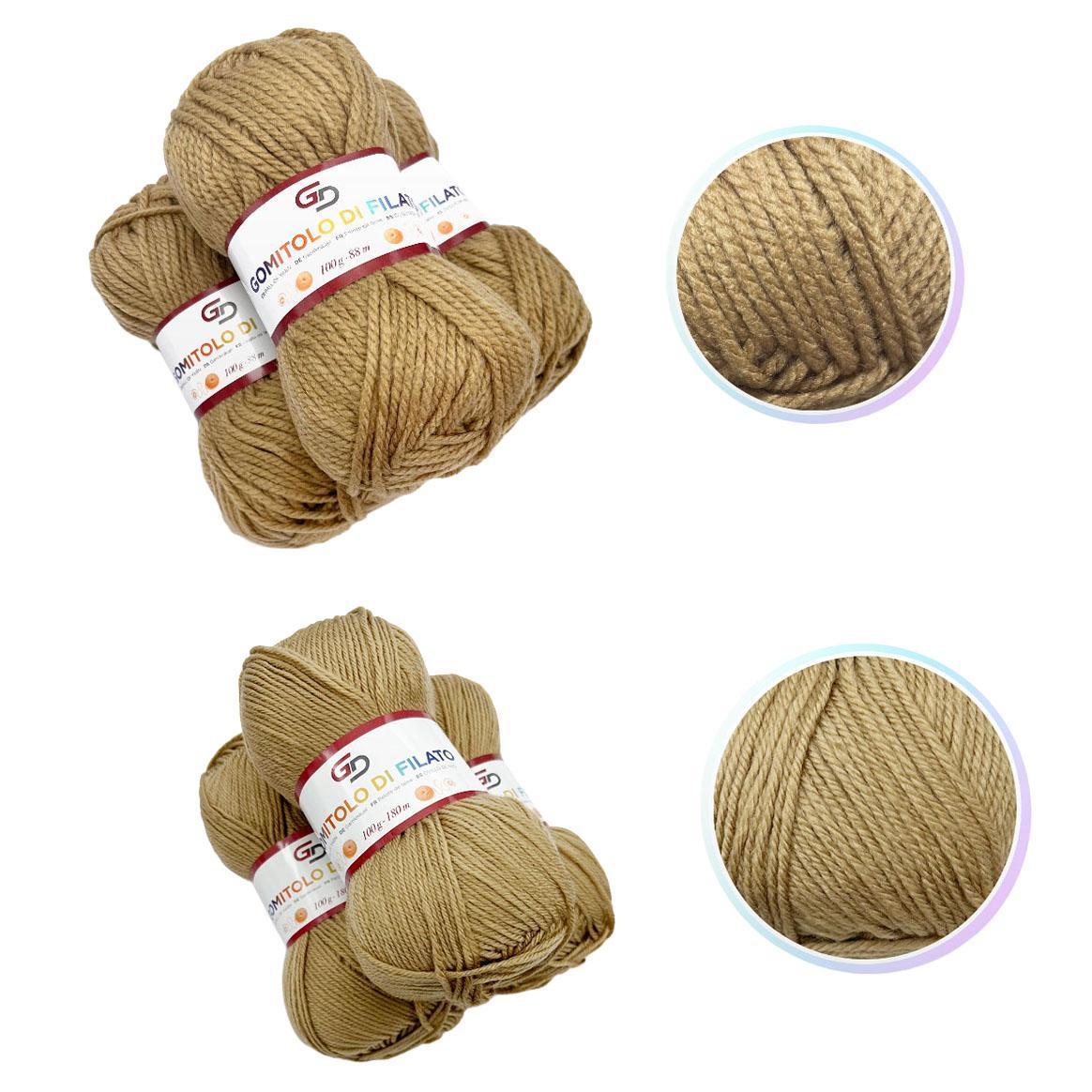 GD LOVES YOUR HOME Set 3 Gomitoli Filato Acrilico a 4 Capi Toni Neutri | Sottile 180m o Grosso 83m, Morbido e Resistente per Maglia e Uncinetto