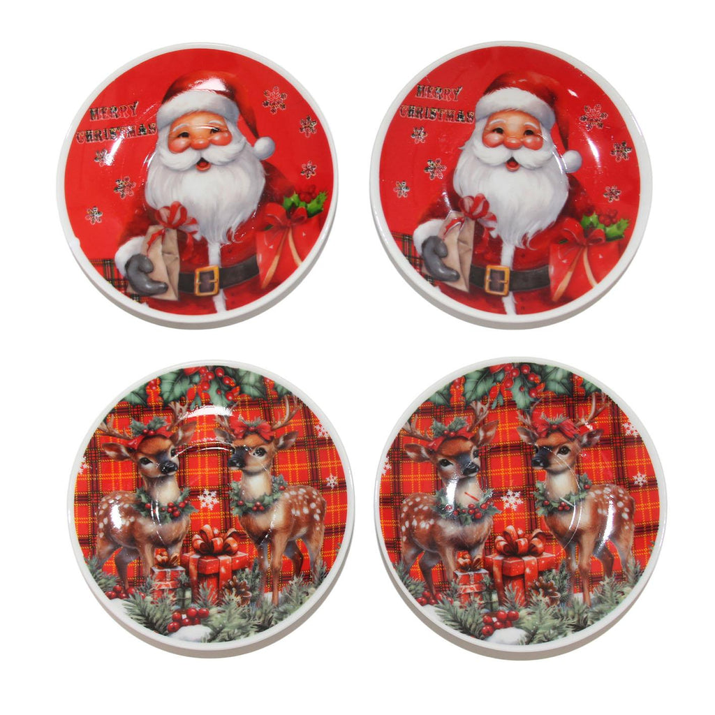 GD LOVES XMAS Set Regalo Natalizio Tazze + Piattini + Canovaccio – Confezione in Scatola Decorata | 85% Cotone, Idea Regalo per Casa o Ufficio