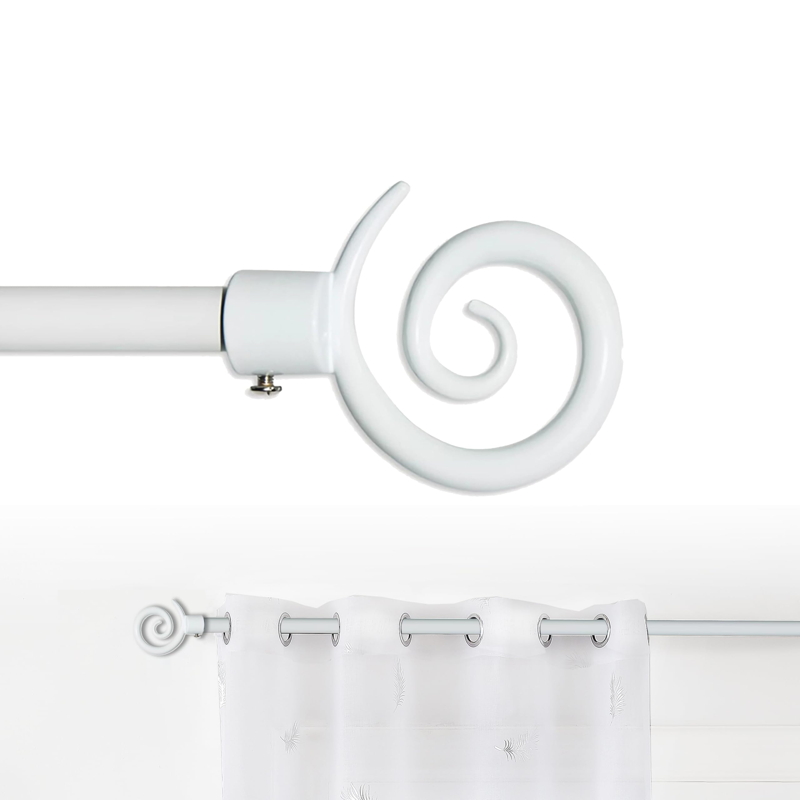 GD LOVES YOUR HOME Bastone per Tenda Estensibile in Metallo Effetto Anticato con Dettagli Oro e Terminale a Spirale – Regolabile 70–120 / 120–210 / 160–310 cm