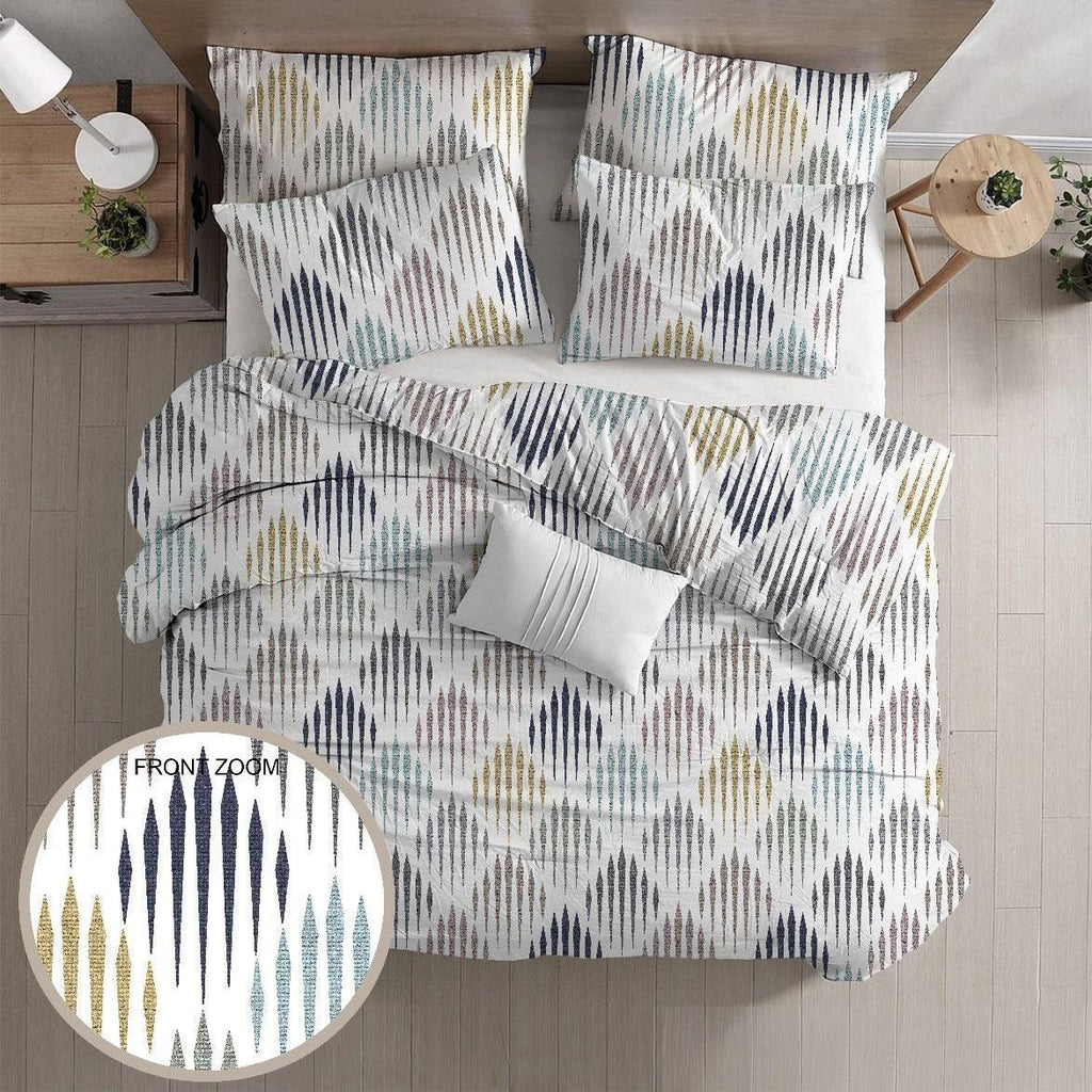 GD LOVES YOUR HOME Linea Parure Copripiumino – Fantasie Geometriche Nordic Chic – 4 Varianti (Righe, Quadri, Scacchi, Frecce) – Set 2 o 3 Pezzi con Federe – 3 Misure (Singolo, Piazza e Mezza, Matrimoniale)