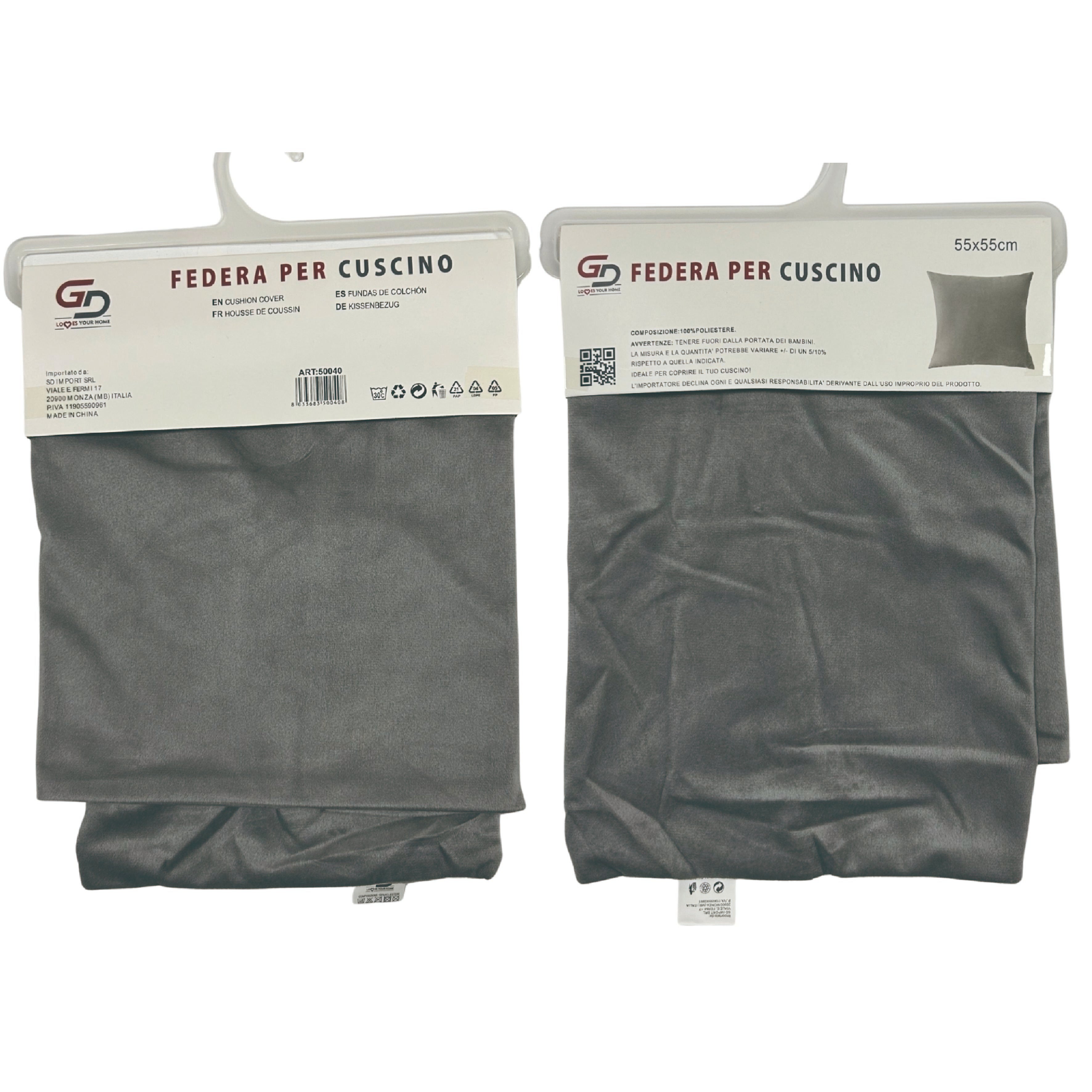 GD LOVES YOUR HOME Federa Cuscino Arredo in Velluto Morbido Tinta Unita per Divano e Letto | 45x45 – 55x55 cm | Sfoderabile, Lavabile, Stile Moderno