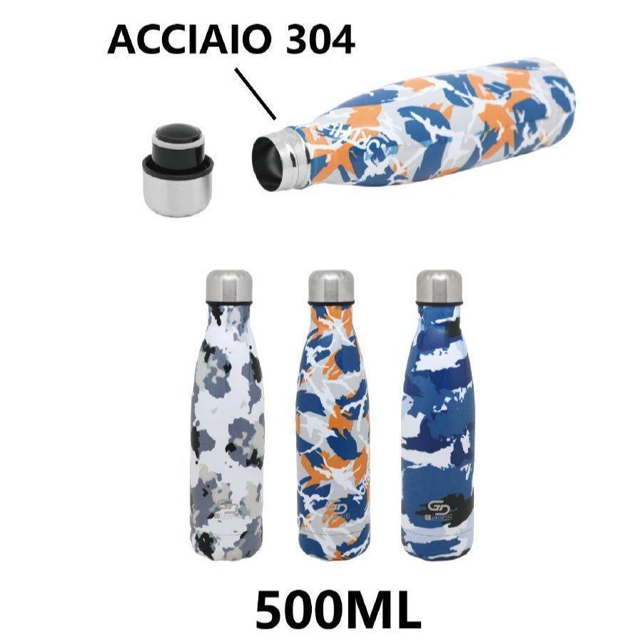 GD LOVES YOUR HOME Borraccia Termica 500 ml in Acciaio Inox 304 – Doppia Parete (caldo 8h / freddo 24h), tappo ermetico, riutilizzabile senza BPA – 3 colori mimetici
