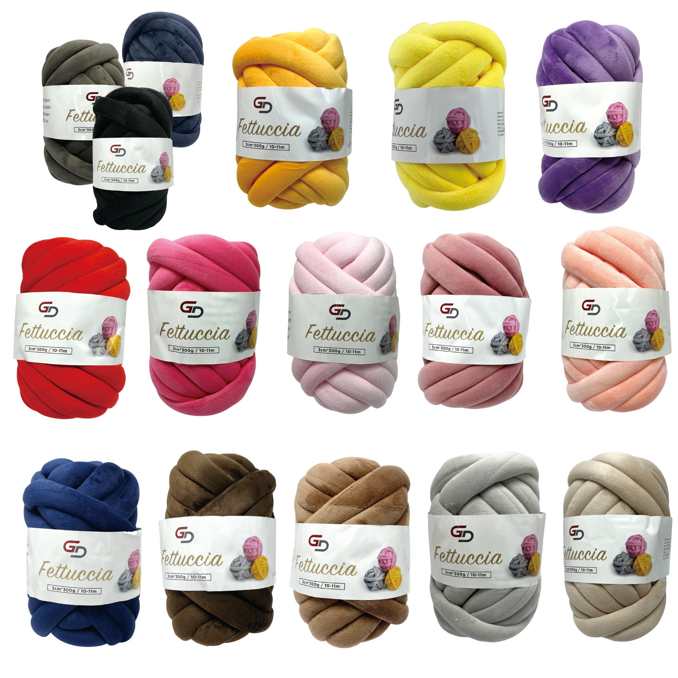 Filato Fettuccia Marshmallow spessa 3 cm – 300 g, 10 - 11 M, 17 colori Filato morbido e facile da lavorare per progetti creativi e cucito