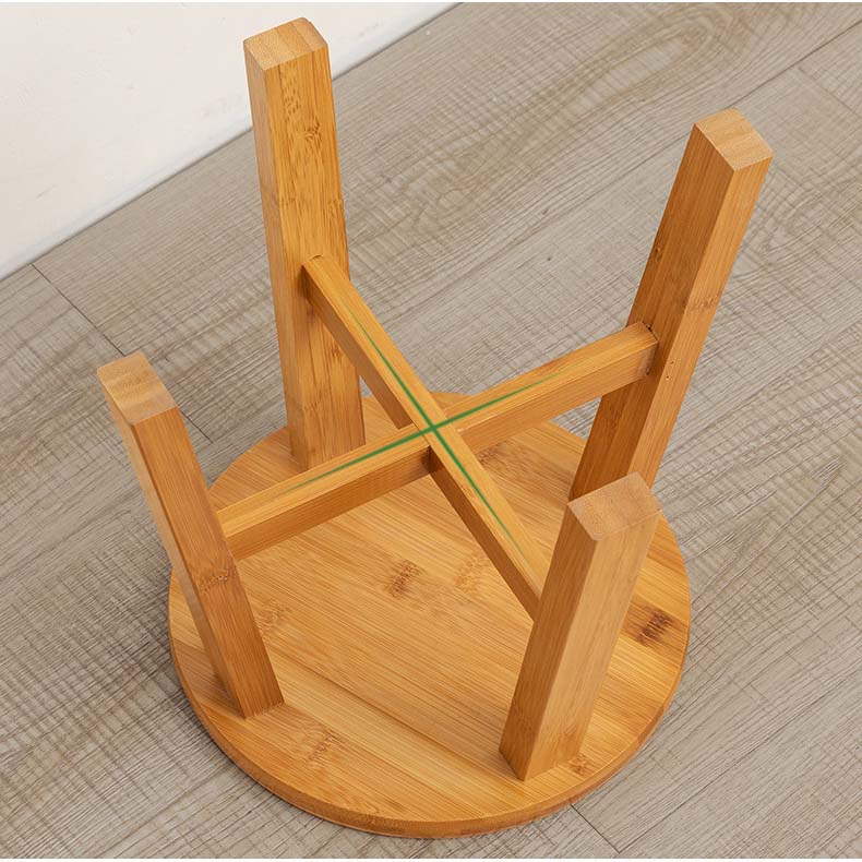 Sgabello Rotondo in Bambù Naturale | Seduta Compatta Multiuso per Casa e Bagno