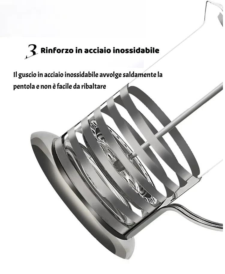 GD LOVES YOUR HOME Teiera/Caffettiera a Stantuffo/French Press in Vetro Borosilicato con Filtro Inox 304, Beccuccio Antigoccia e Manico Ergonomico, Resistente a 100°C – Per Caffè Filtro, Tè e Tisane – 350/600/800 ml