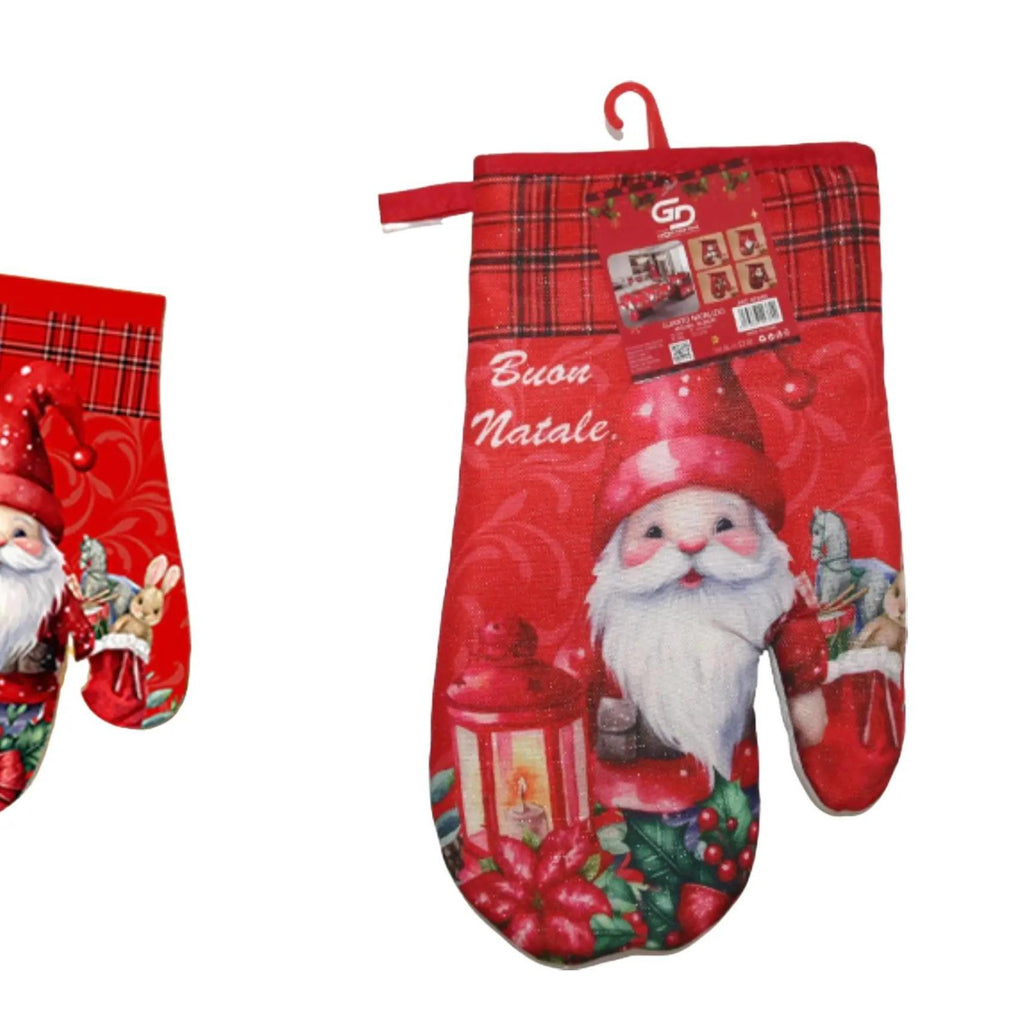 GD LOVES XMAS Guanto da Cucina Natalizio 19×29 cm  Guanto Forno Termico Antiscottatura con Gancio – Decorazione Cucina e Idea Regalo Natale