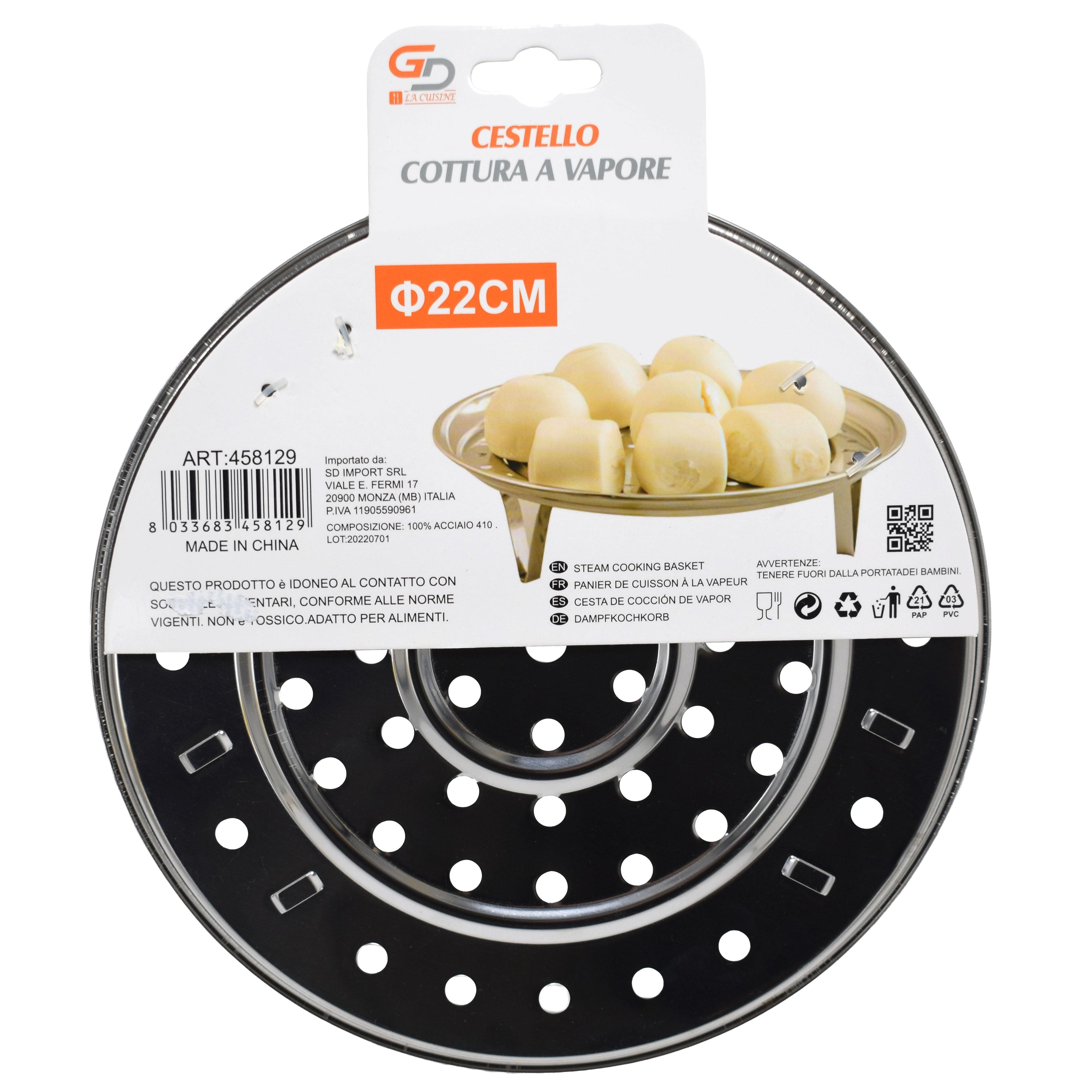 GA LA CUISINE Supporto a Vapore in Acciaio con Piedini – Piatto per Cottura a Vapore per Bao, Gyoza, Verdure e Pesce – Ø 18 / 22 / 23,5 cm