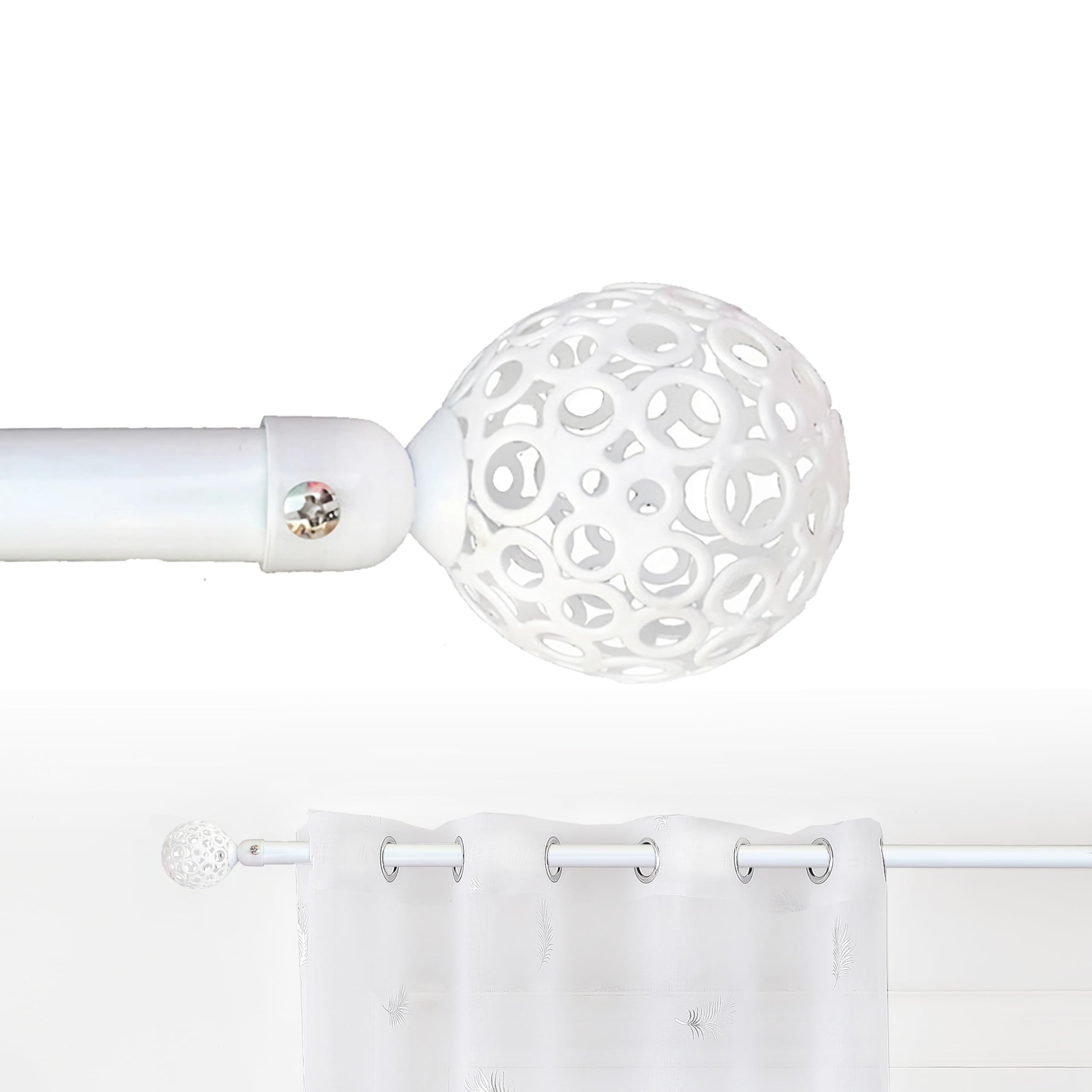 GD LOVES YOUR HOME Bastone per Tenda Estensibile in Metallo con Terminale a Sfera Traforata – Regolabile 70–120 / 120–210 / 160–310 cm (staffe e viti incluse) Design Raffinato e Funzionale per Finestre di Diverse Dimensioni