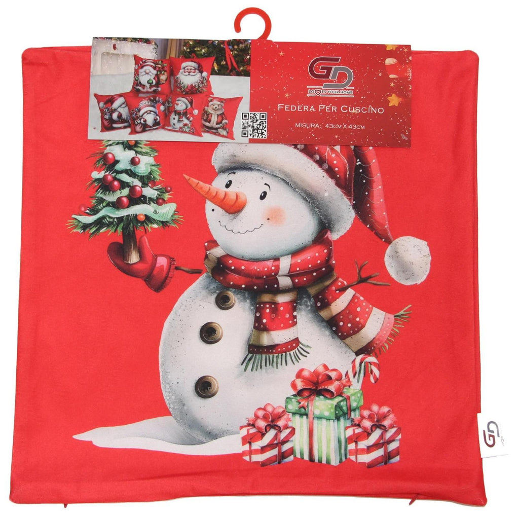 GD LOVES XMAS Set 2 Copricuscino Natalizio 3D 43×43 cm Federe Morbide per Divano o Letto 12 Fantasie Natalizie con Babbo Natale e Regali