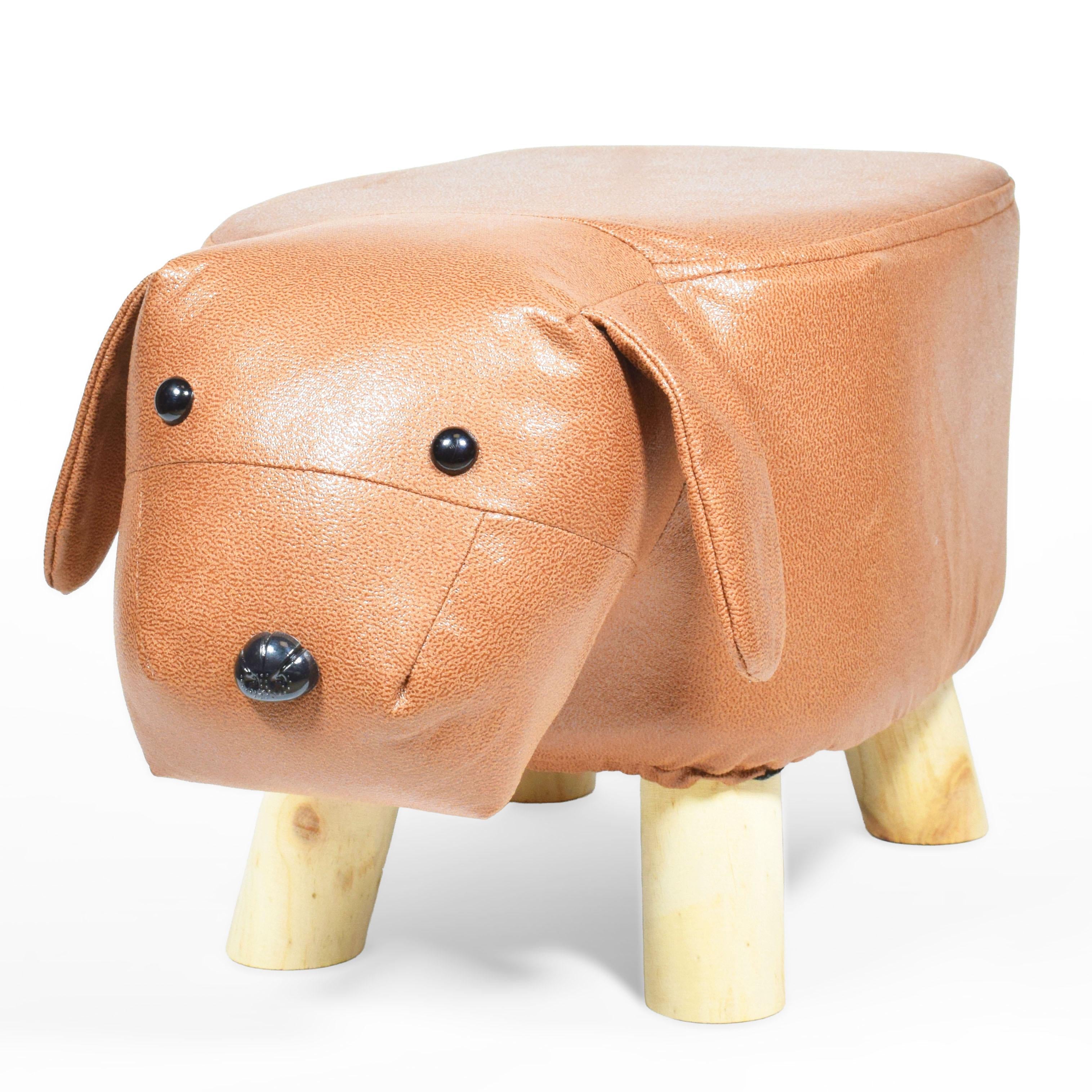GD LOVES YOUR HOME Pouf Cagnolino H25 cm con gambe in legno | Sgabello animaletto imbottito, ideale come poggiapiedi e decoro per cameretta o salotto – 40 × 25 × H25 cm – 4 colori: Caffè, Grigio Chiaro, Bianco panna, Blu petrolio
