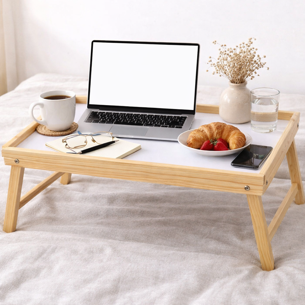 Tavolino da Letto Pieghevole in Legno 30×50 cm – Tavolo Colazione per Letto e Divano, Tavolino Portatile con Gambe Richiudibili