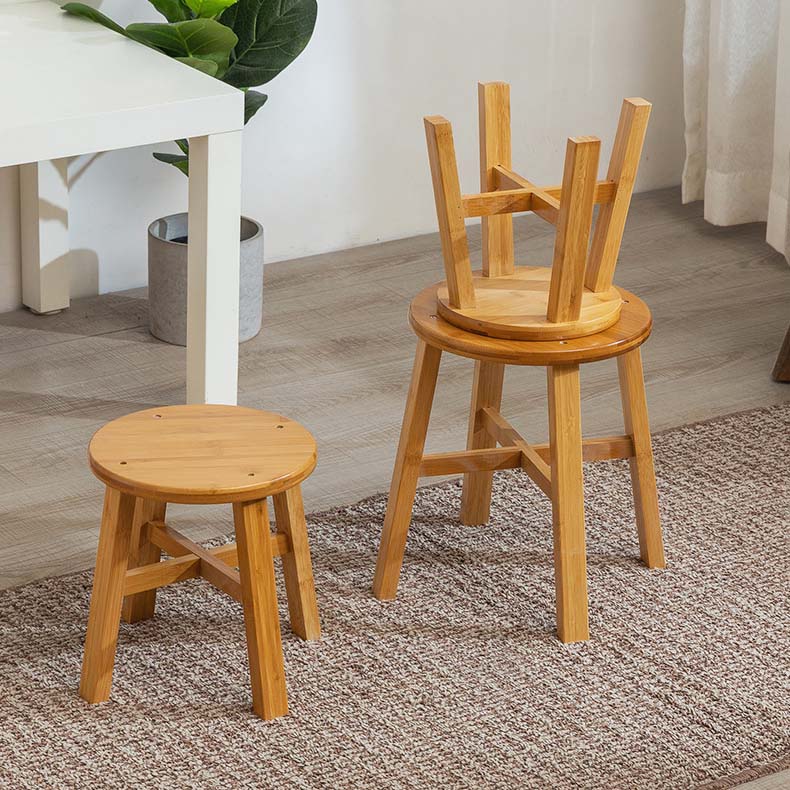 Sgabello Rotondo in Bambù Naturale | Seduta Compatta Multiuso per Casa e Bagno