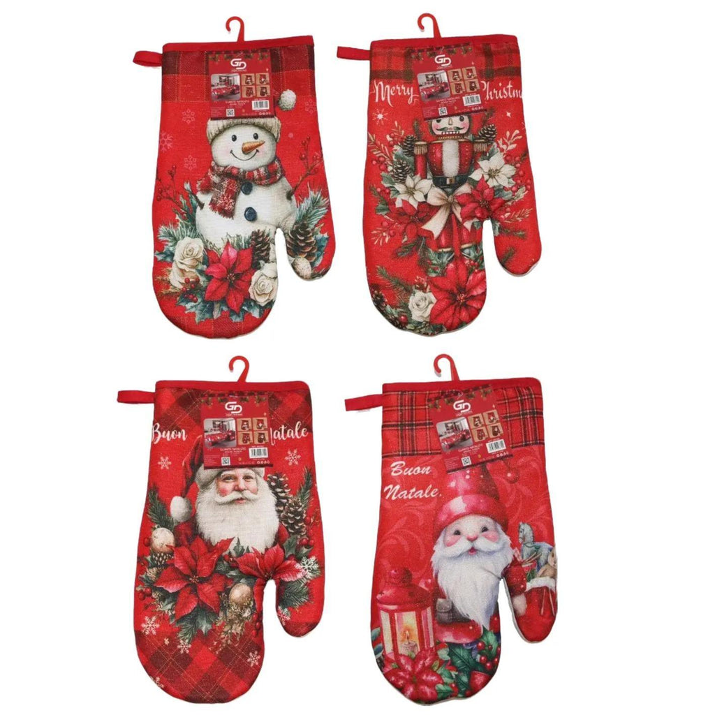 GD LOVES XMAS Guanto da Cucina Natalizio 19×29 cm  Guanto Forno Termico Antiscottatura con Gancio – Decorazione Cucina e Idea Regalo Natale