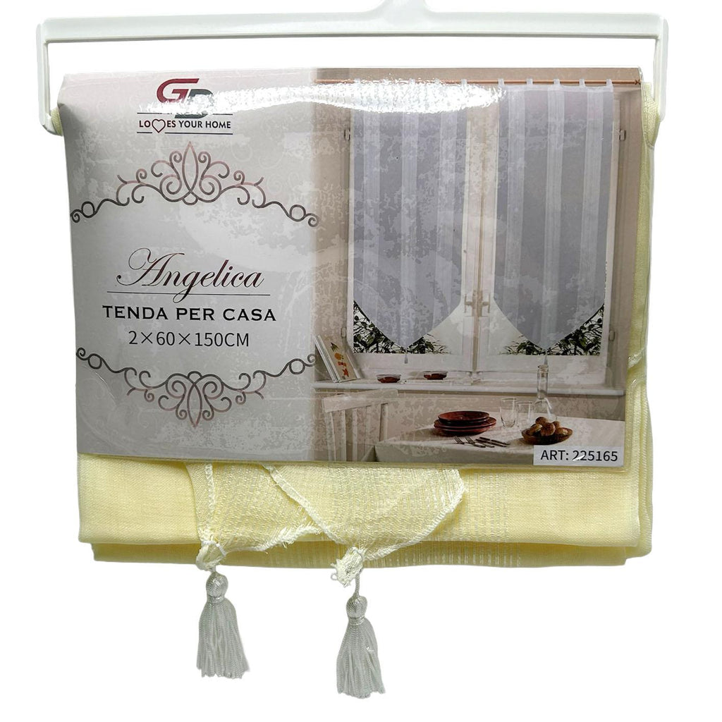 GD LOVES YOUR HOME Tenda da Cucina ANGELICA e Chiara in Voile Set 2 Pezzi con Mantovana e Laccio Regolabile, Luminosa ed Elegante