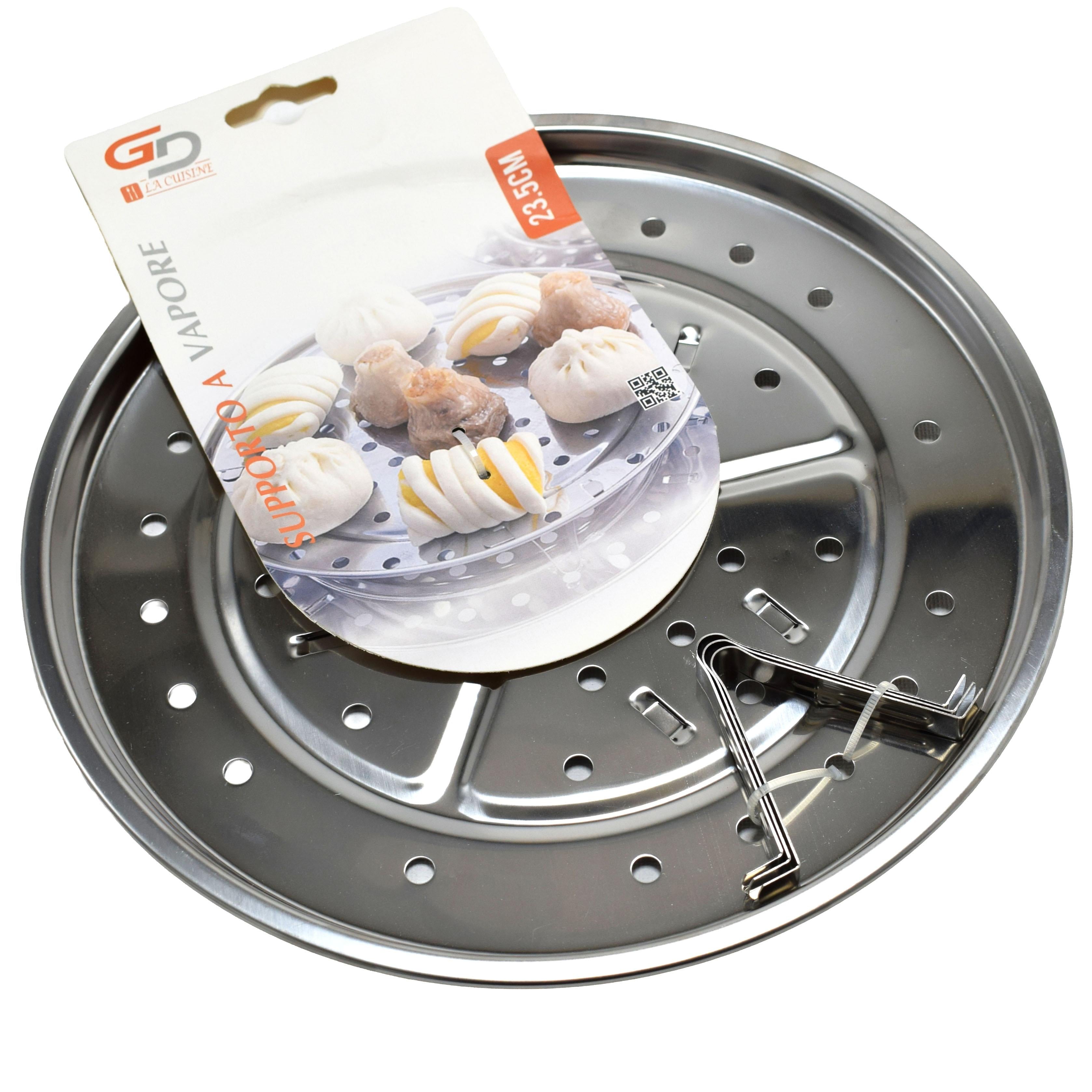 GA LA CUISINE Supporto a Vapore in Acciaio con Piedini – Piatto per Cottura a Vapore per Bao, Gyoza, Verdure e Pesce – Ø 18 / 22 / 23,5 cm