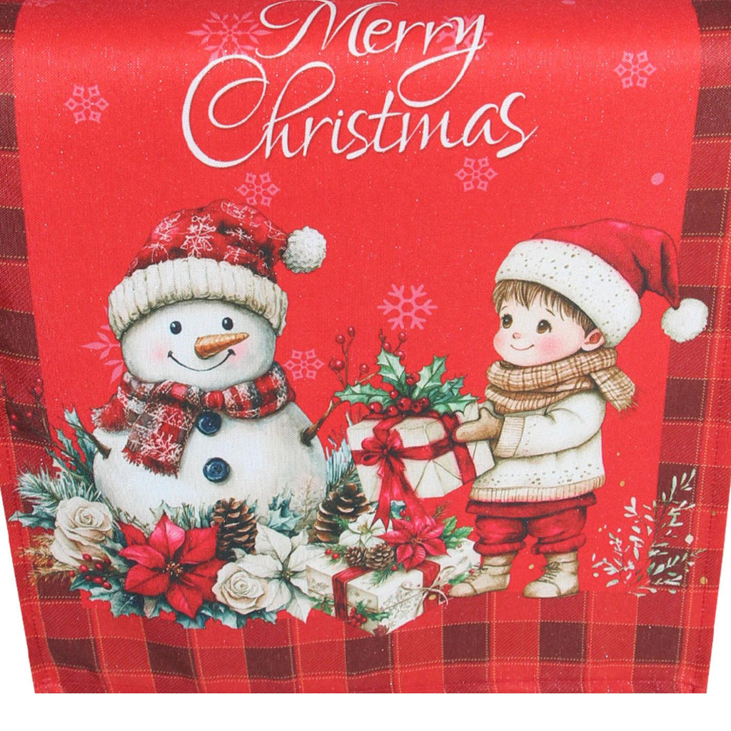 GD LOVES XMAS Runner Natalizio 40x140 cm con Filo Dorato e Argentato Decorazione Tavola Rossa Stile Elegante per le Feste in Poliestere di Alta Qualità