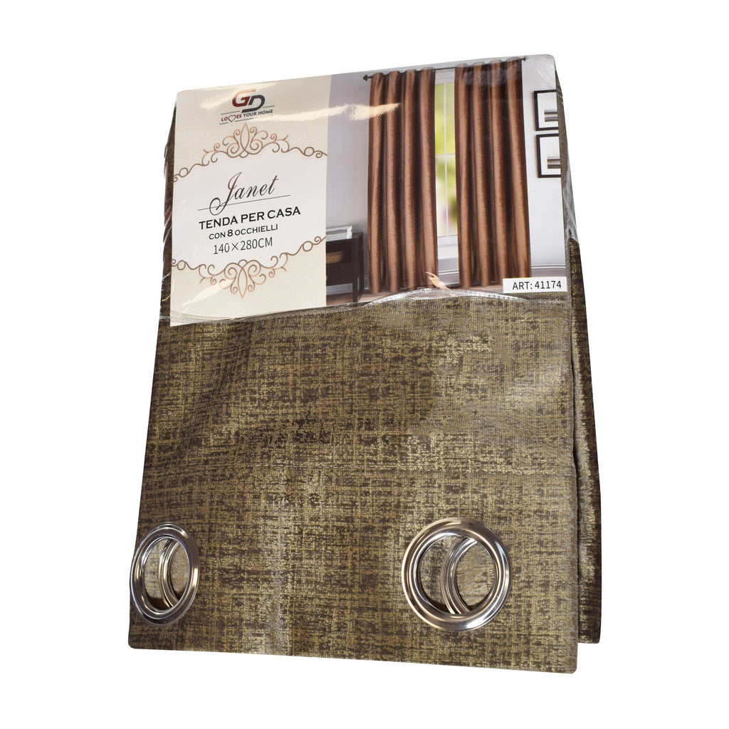 GD LOVES YOUR HOME – Tenda filtrante oscurante JANET in Velluto Pesante con Stampa Oro in Rilievo, Lusso Opaco, con Occhielli in Acciaio Inox, 140x280 cm – 1 Pezzo