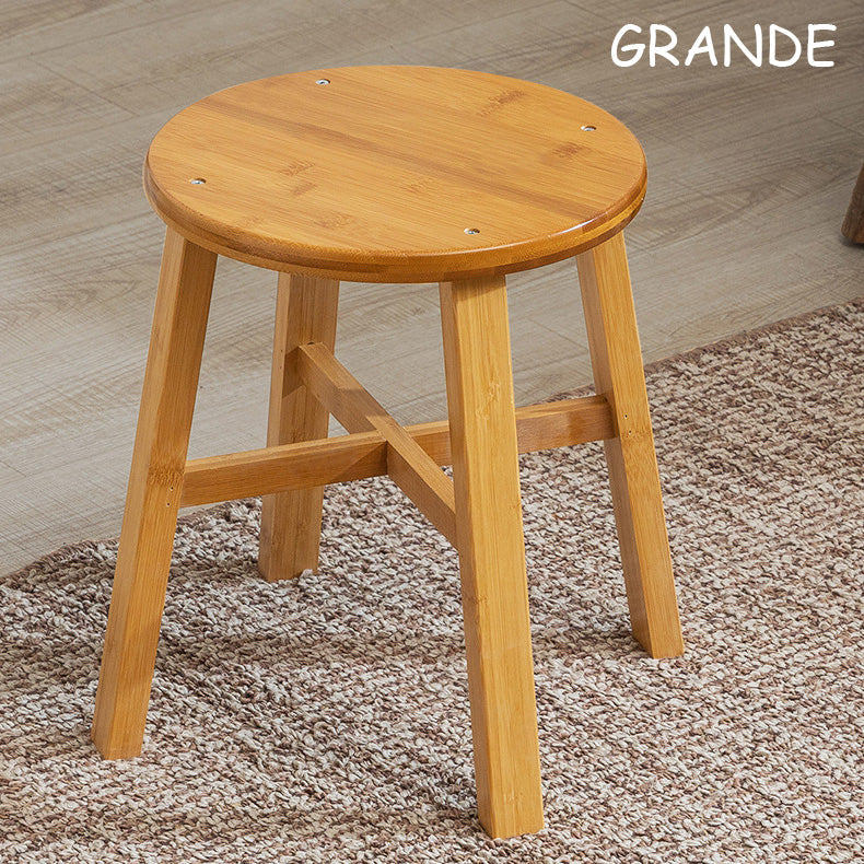 Sgabello Rotondo in Bambù Naturale | Seduta Compatta Multiuso per Casa e Bagno