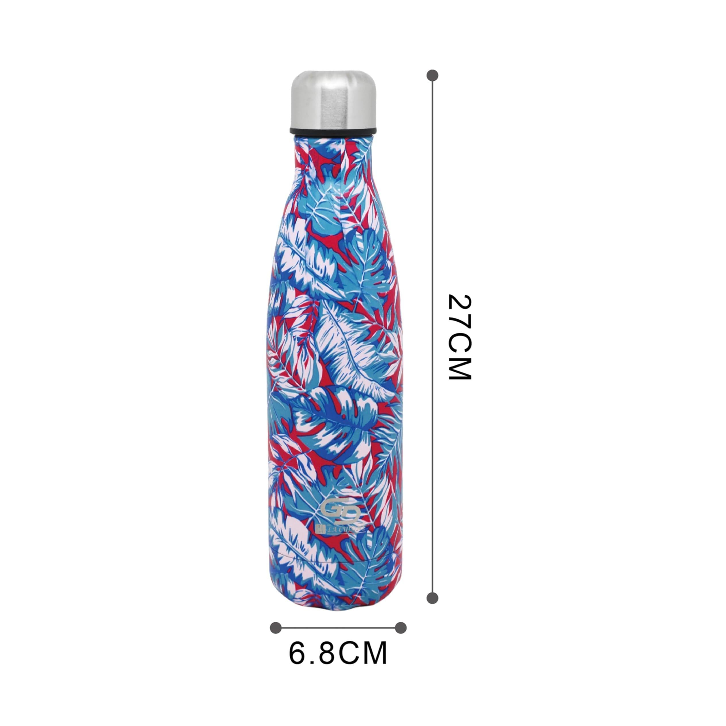 GD LOVES YOUR HOME Borraccia Termica 500 ml in Acciaio Inox 304 – Doppia Parete (caldo 8h / freddo 24h), tappo ermetico, riutilizzabile senza BPA – Fantasie Tropical