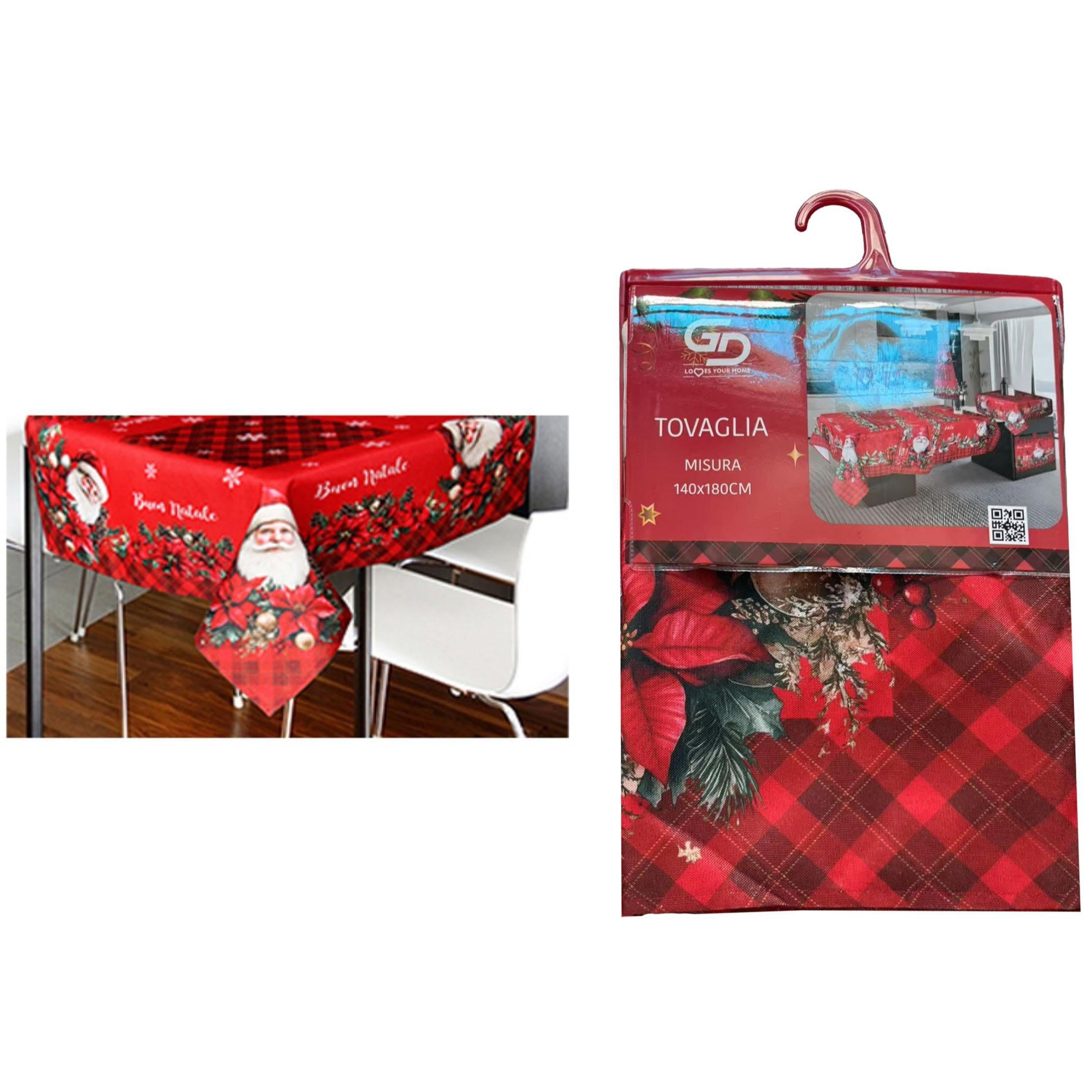 GD LOVES XMAS Tovaglia Natalizia 140X180CM Decorazione Tavola Festiva in Stile Elegante con Dettagli Oro e Argento