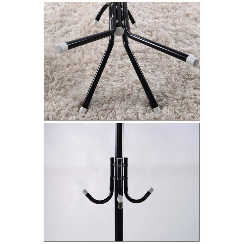 Appendiabiti da Terra Salvaspazio per Ingresso, Porta Abiti con Ganci Multipli, Altezza 170 cm, Base Stabile, Nero o Bianco