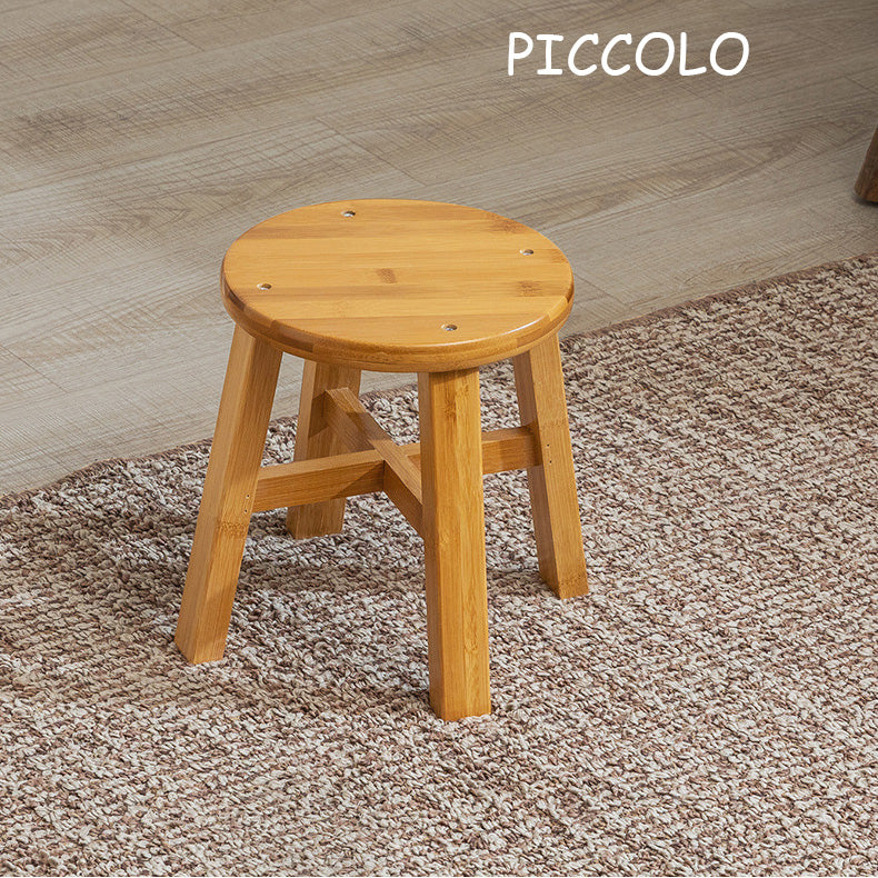 Sgabello Rotondo in Bambù Naturale | Seduta Compatta Multiuso per Casa e Bagno