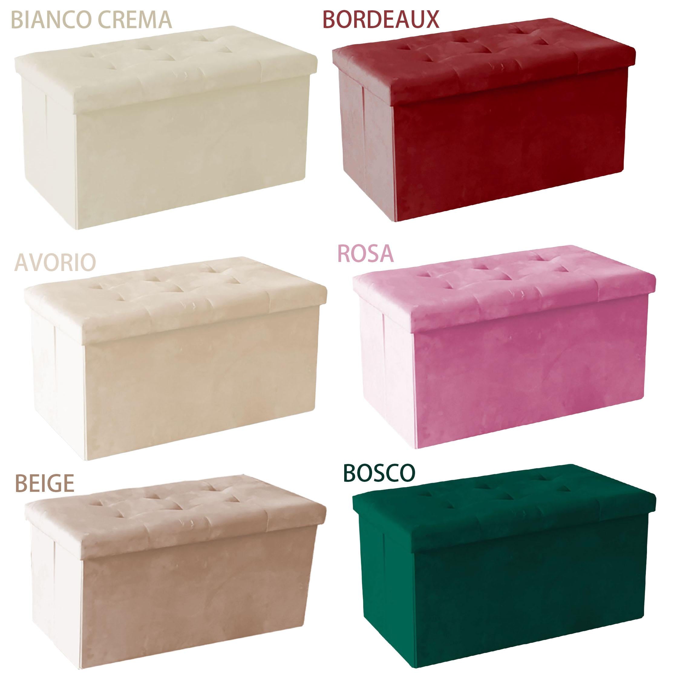 GD LOVES YOUR HOME Pouf Contenitore Pieghevole 76×38×38 cm / 38×38×38 cm, Seduta Imbottita, Sgabello Portaoggetti Salvaspazio Velluto – Panca Organizer per Camera, Soggiorno, Ingresso