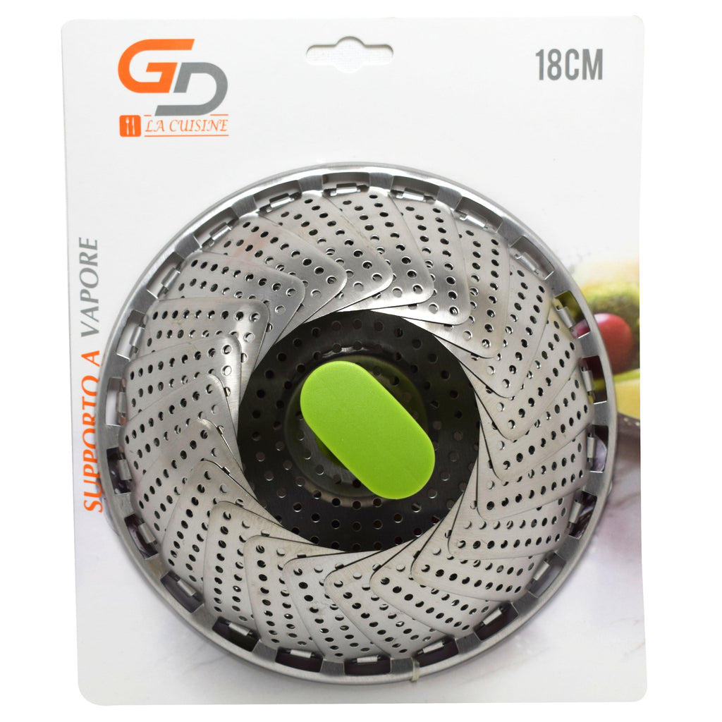 GD LA CUISINE Supporto a Vapore in Acciaio con Manico – Cestello per Cottura a Vapore per Gyoza, Bao, Verdure, Pesce e Ravioli – 14 cm / 18 cm