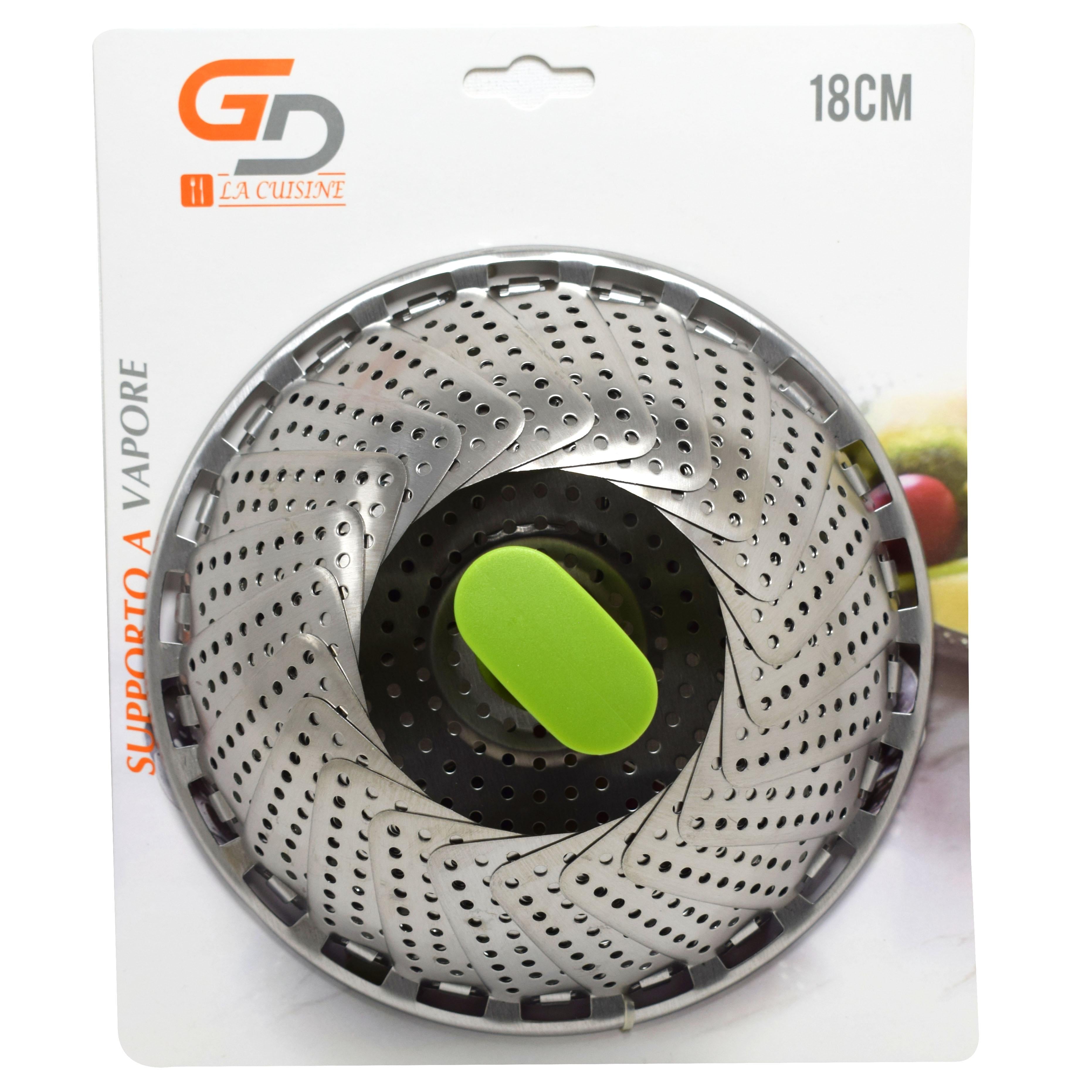 GD LA CUISINE Supporto a Vapore in Acciaio con Manico – Cestello per Cottura a Vapore per Gyoza, Bao, Verdure, Pesce e Ravioli – 14 cm / 18 cm