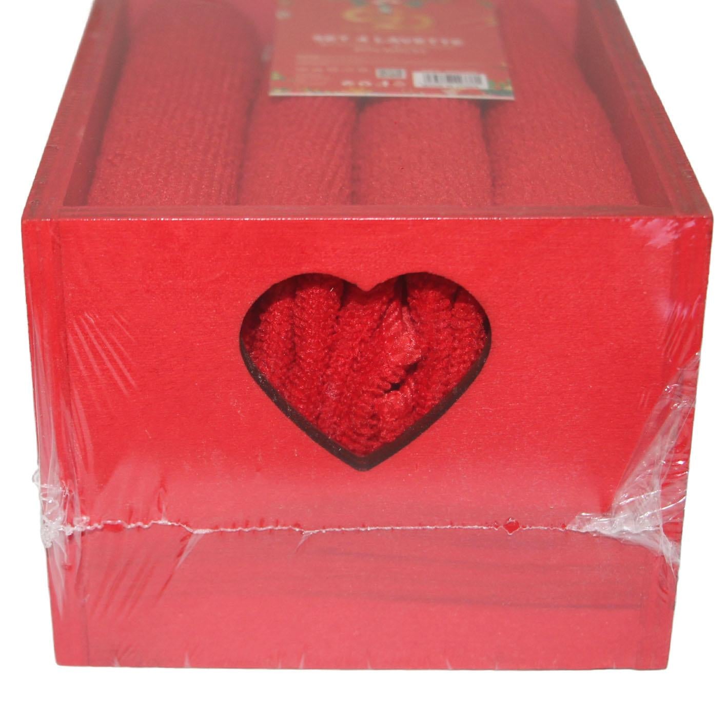 GD LOVES XMAS Elegante Scatola Regalo in Legno con Tovaglietta Natalizia | Design Premium 15×12×10 cm con Cuore Intagliato Laterale ️