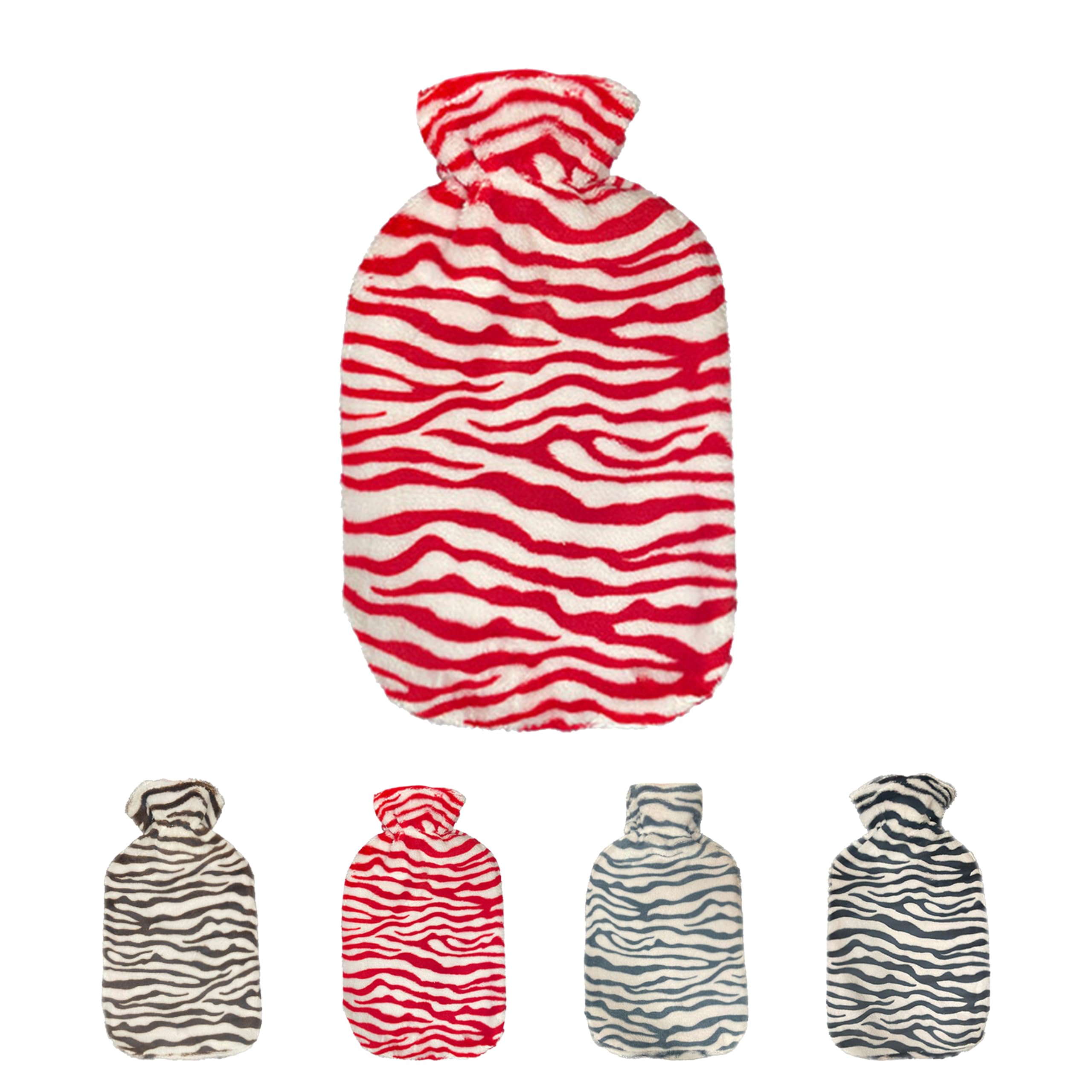 GD LOVES YOUR HOME Borsa dell'Acqua Calda in Peluche, Copertura Morbida Premium, Allevia Dolore, Disponibile in 4 Colori.stampa zebrata