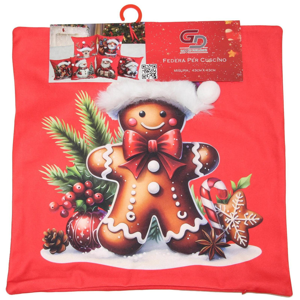 GD LOVES XMAS Set 2 Copricuscino Natalizio 3D 43×43 cm Federe Morbide per Divano o Letto 12 Fantasie Natalizie con Babbo Natale e Regali