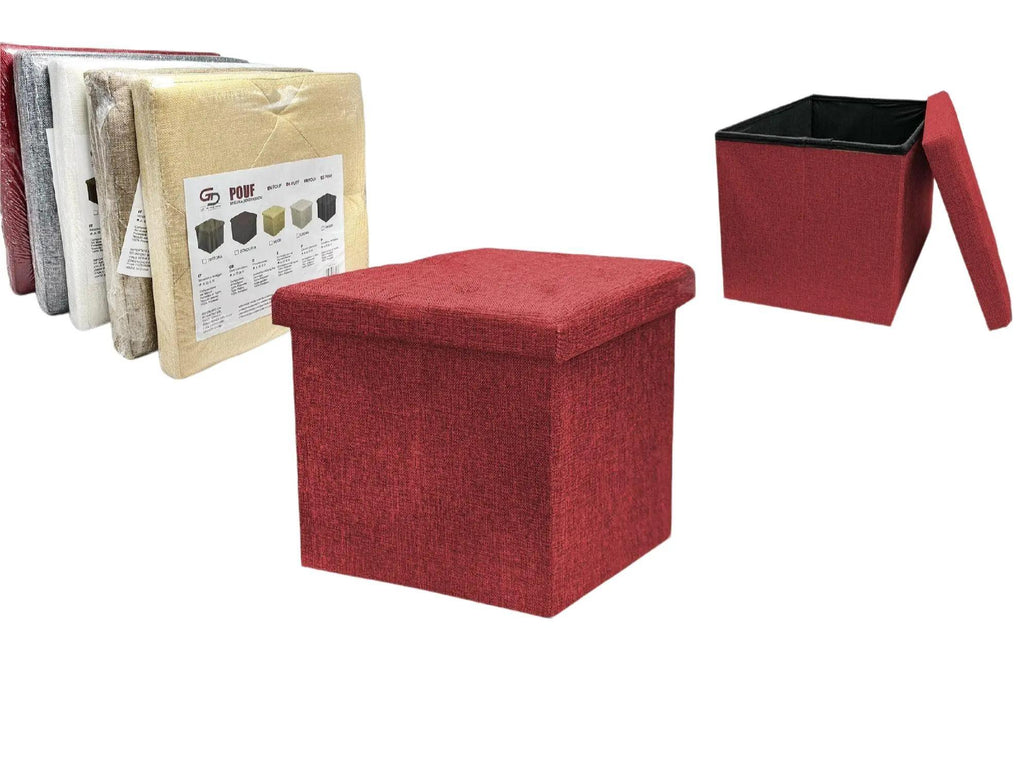GD LOVES YOUR HOME Pouf e panca contenitore in tessuto linoso – multifunzione, pieghevole, salvaspazio e super resistente