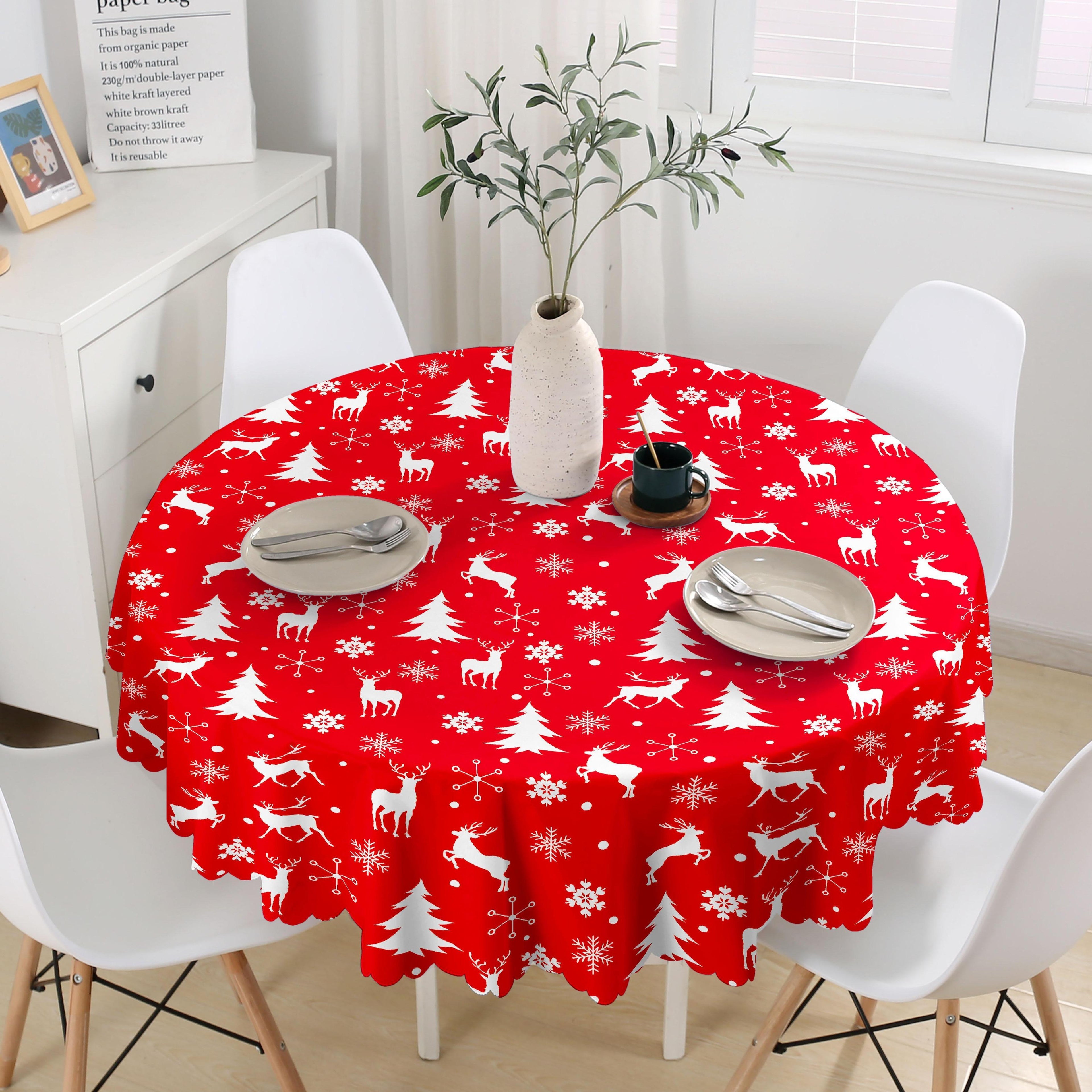 GD LOVES XMAS Tovaglia Natalizia Rotonda Ø140 cm in PVC Premium Antimacchia | Impermeabile, Facile da Pulire, Decorazione Casa Natalizia