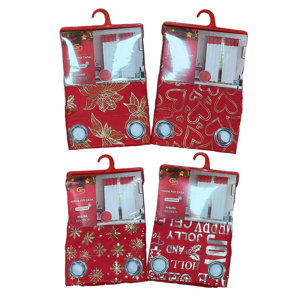 GD LOVES XMAS Tenda Natalizia con Occhielli 140×280 cm | Decorazione Festiva, Lavabile e Pronta da Appendere - 1 Pezzo