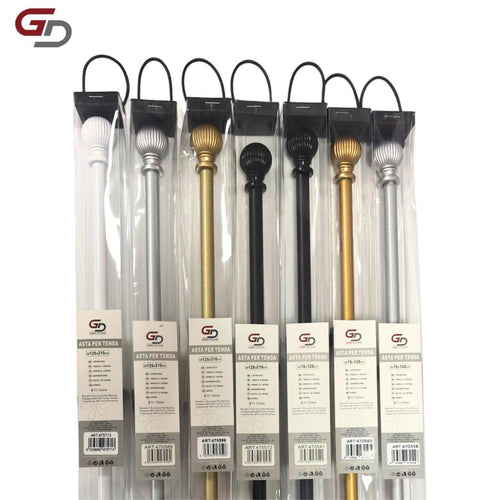 bastone per tende / asta per tenda estendibile. 80% ferro, 20% resina. misure 70-120cm, 120-210cm. colore bianco, nero, argento e oro.