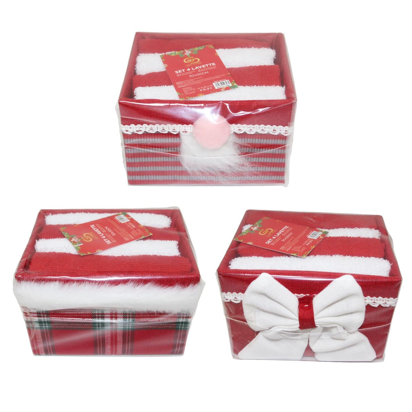 GD LOVES XMAS Scatola Regalo Natalizia con Asciugamano Morbido 30×30 cm in 85% Cotone 15% Poliestere Idea Regalo Natale per Casa Bagno e Decorazione