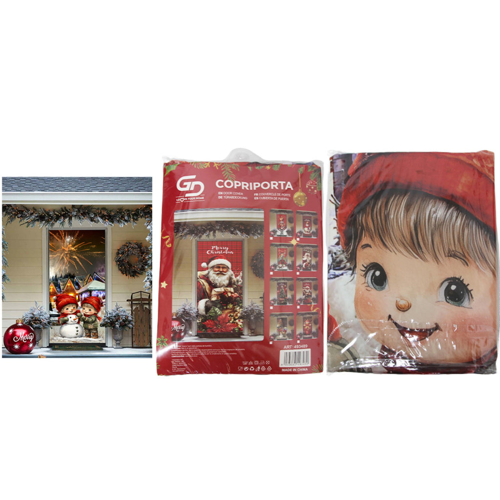 GD LOVES XMAS Copriporta Natalizio Elasticizzato | Decorazione Porta di Natale Facile da Montare, Lavabile e Riutilizzabile | Monti in 10s, atmosfera immediata
