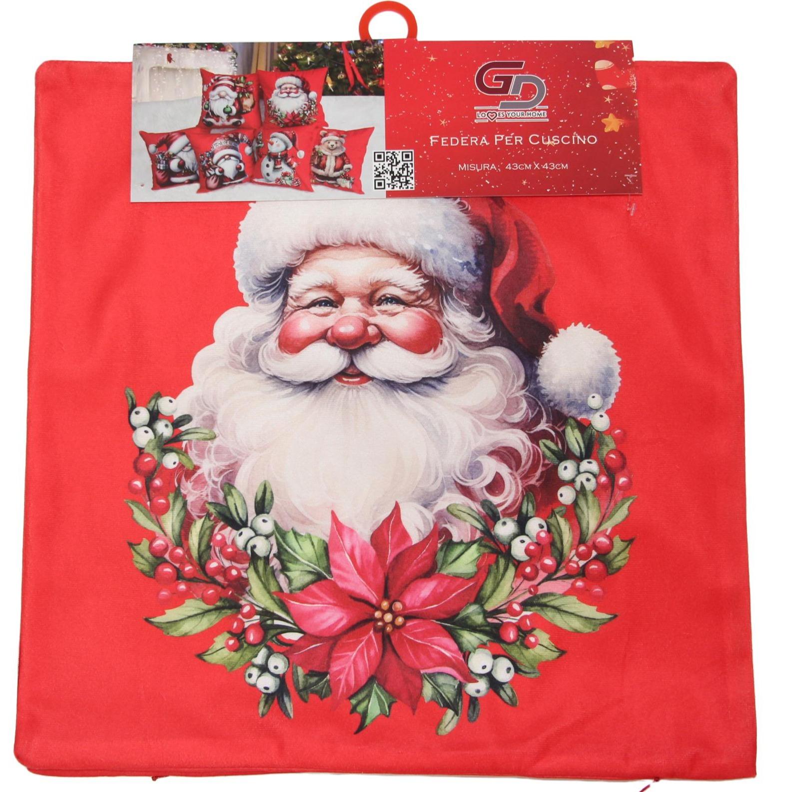 GD LOVES XMAS Set 2 Copricuscino Natalizio 3D 43×43 cm Federe Morbide per Divano o Letto 12 Fantasie Natalizie con Babbo Natale e Regali