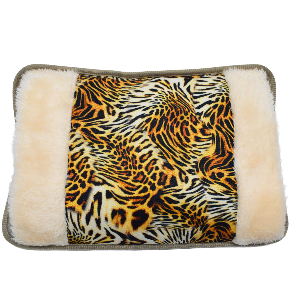 Borsa Acqua Calda Elettrica 500W Leopardata in Peluche Morbido – Scaldino Portatile Ricaricabile, Design Animalier per Mani, Piedi e Sollievo da Dolori