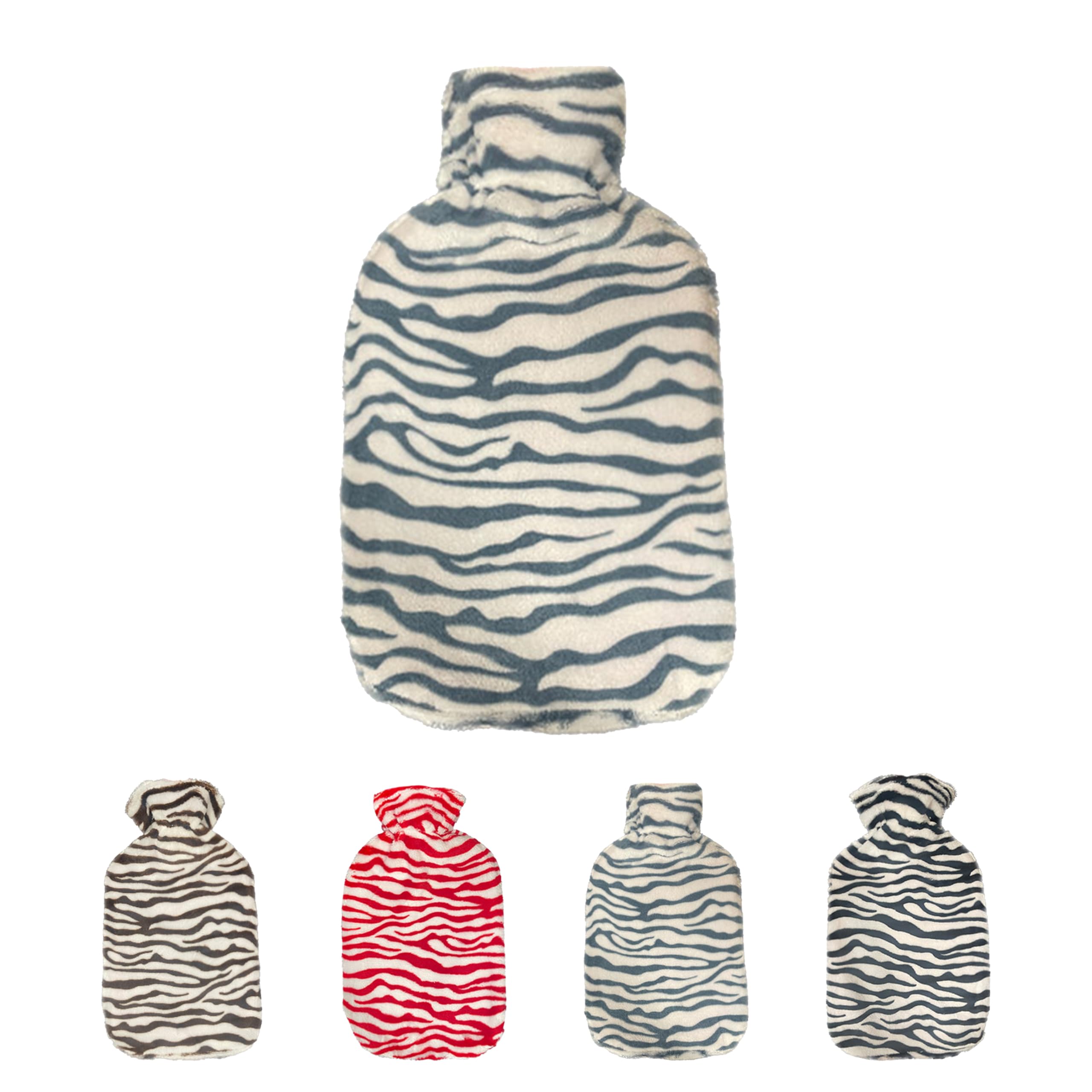 GD LOVES YOUR HOME Borsa dell'Acqua Calda in Peluche, Copertura Morbida Premium, Allevia Dolore, Disponibile in 4 Colori.stampa zebrata