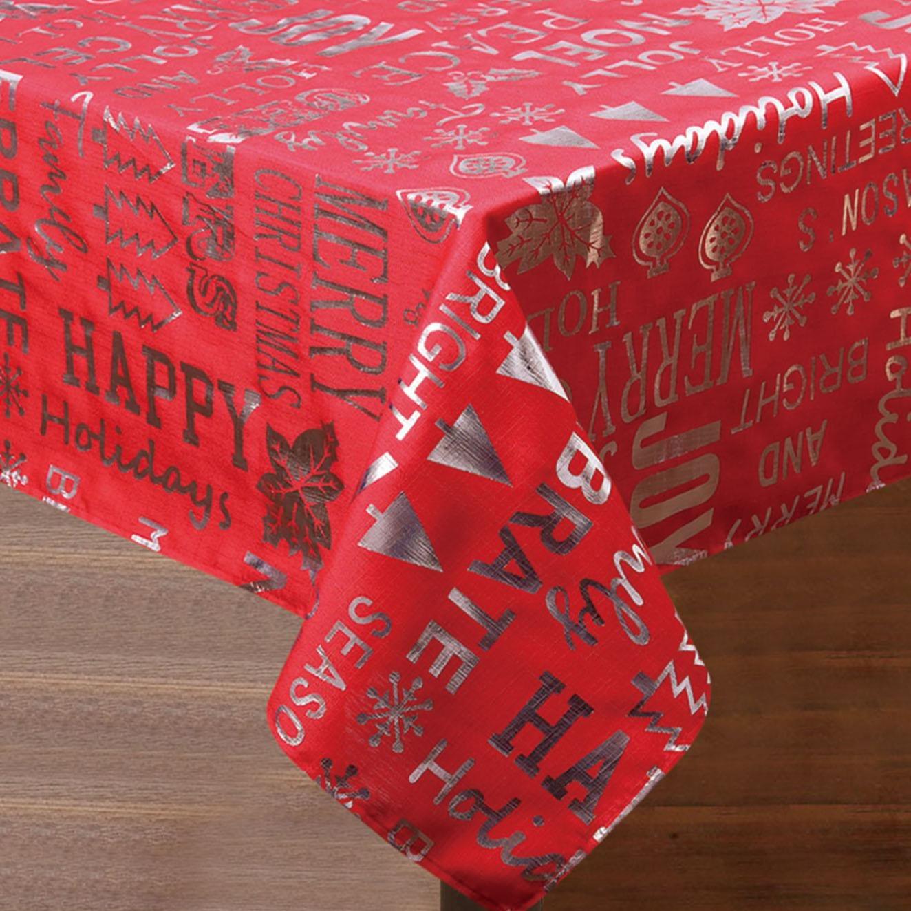 GD LOVES XMAS | Tovaglia Natalizia Antimacchia 140×240 cm • Fantasie Rosse per Tavola di Natale Elegante